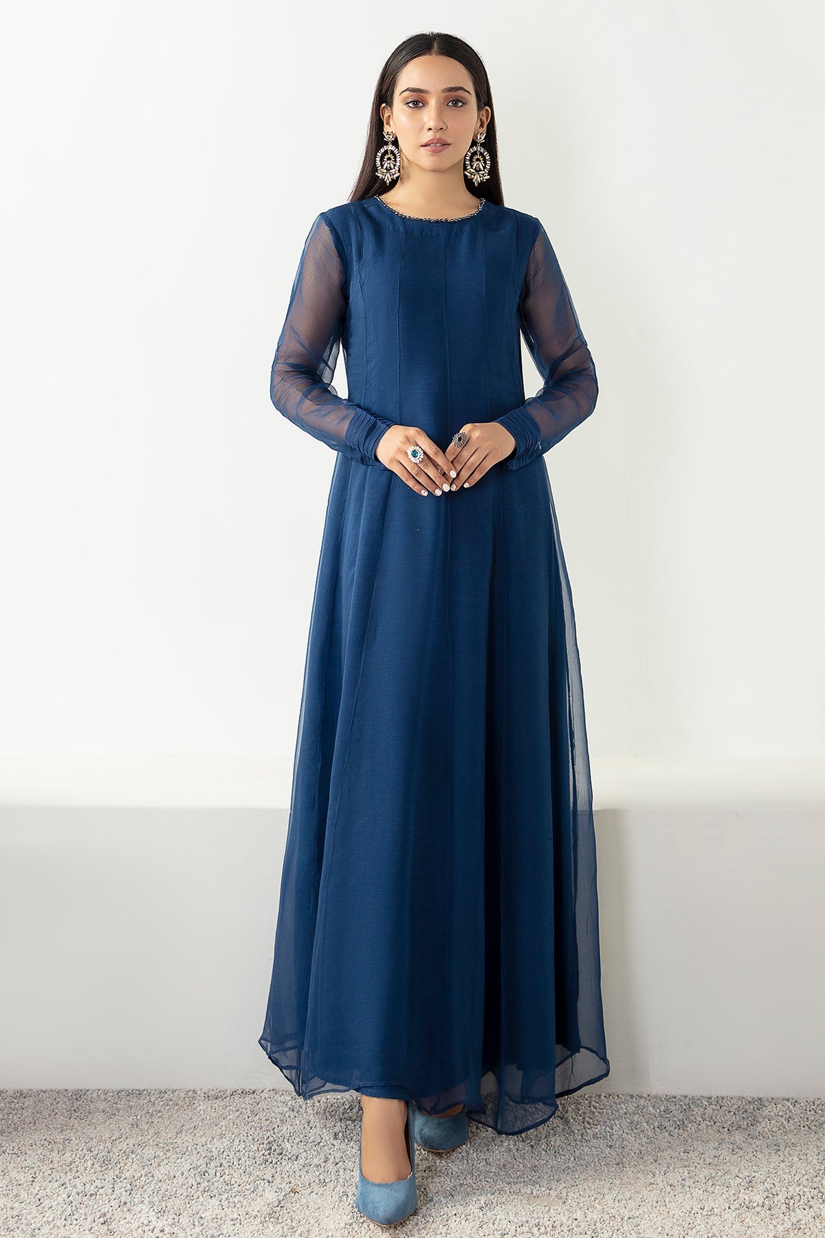 sachin and babi light blue dress Formal Dress - Ramsha - Chevron - Chiffon - V06 - A#602 main image 1