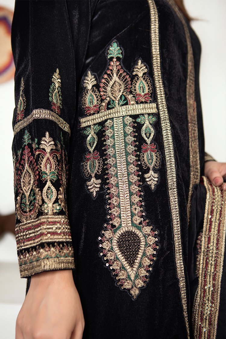 Ellena - 3-PC Stitched Velvet Suit