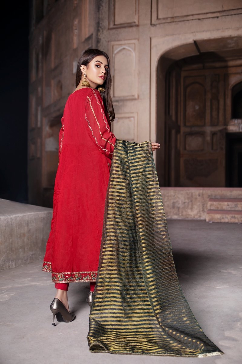 Ellena - 3-PC Stitched Paper Cotton Suit