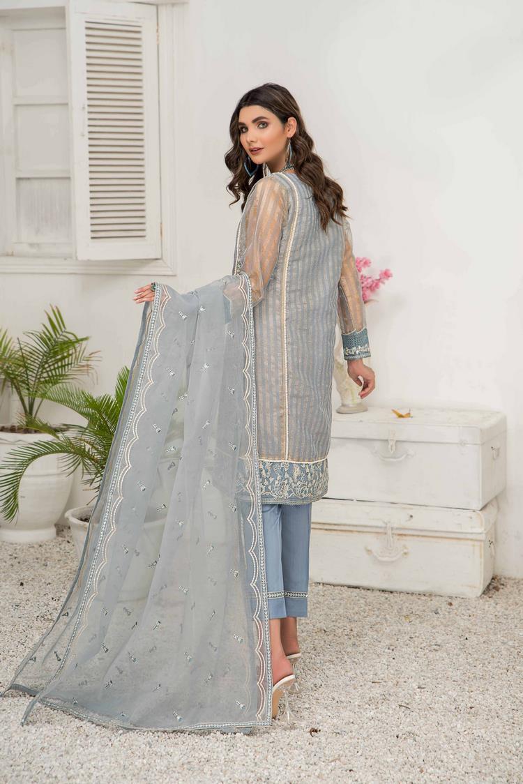 Ellena - 3-PC Stitched Zari Net Suit