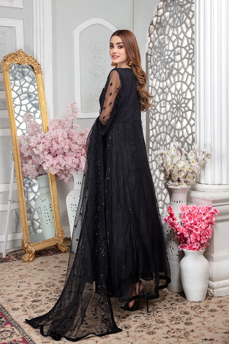 Ellena - Embroidered Net Maxi Dress