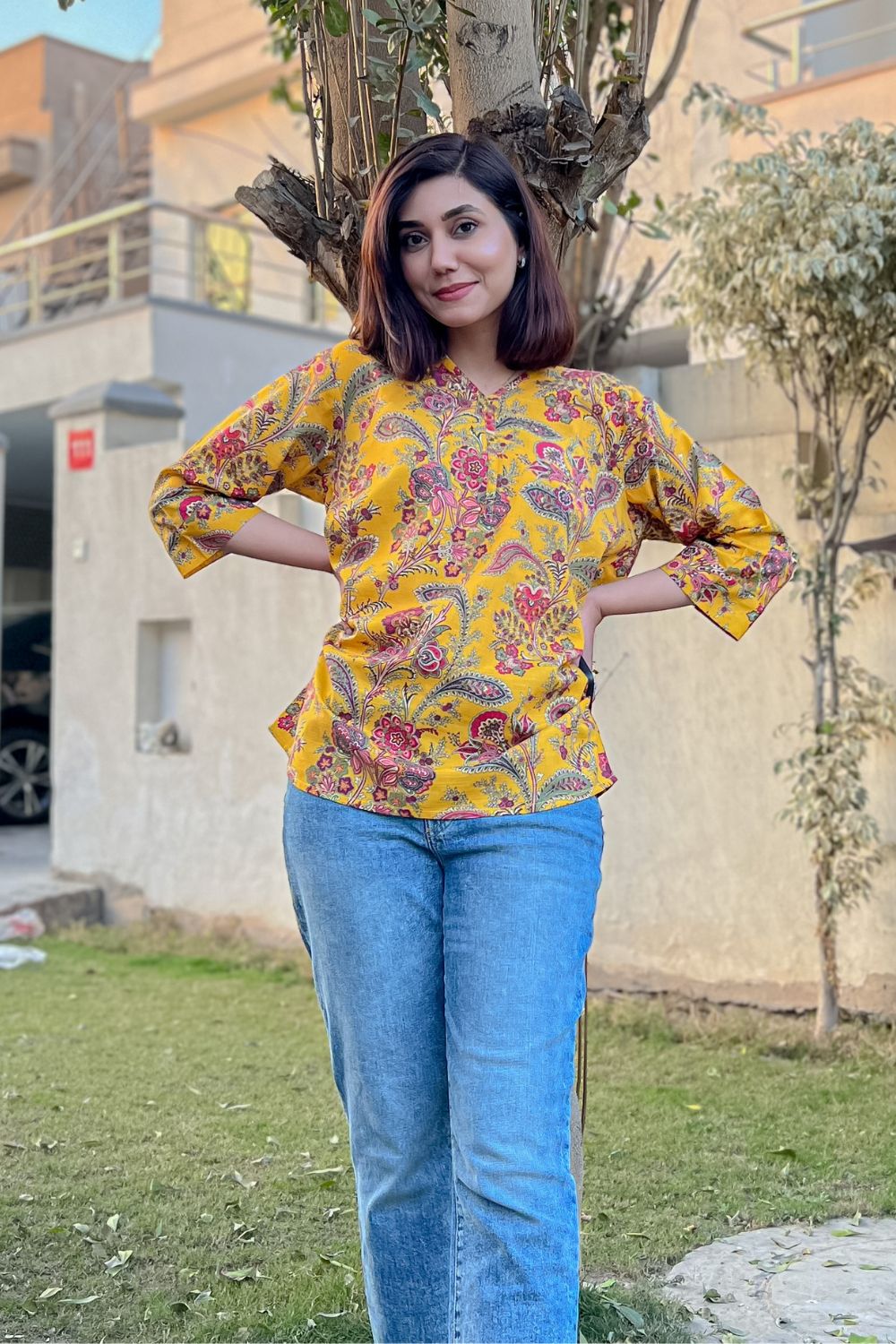 Celina - Printed Khaddar Kurti - D33
