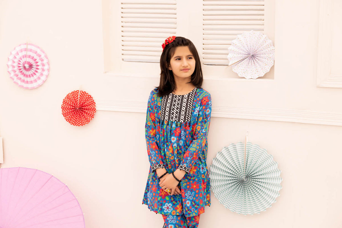 Adan's Libas - Blue Flowers - Stitched Printed Lawn 2PC