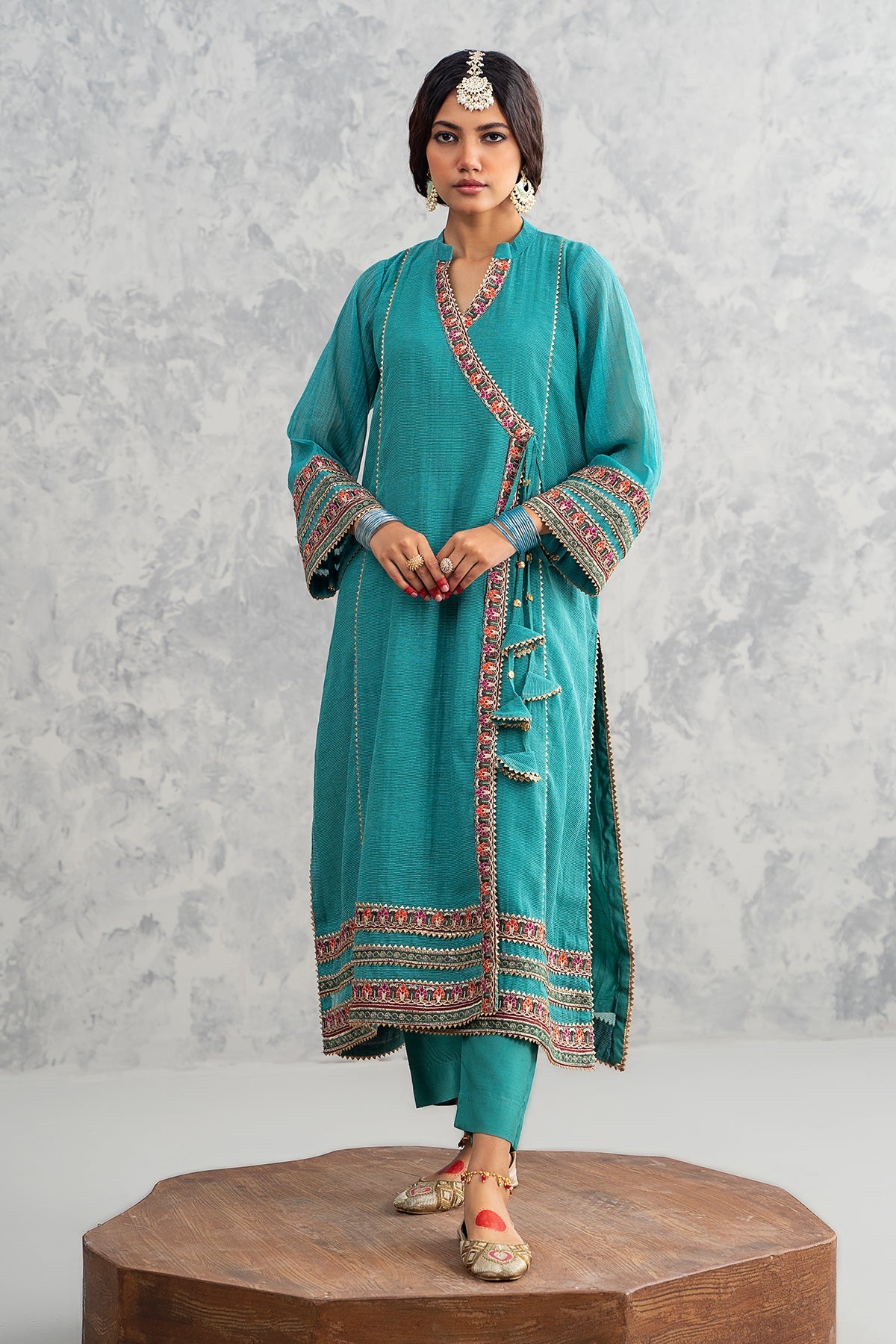 2-PC Embroidered Net Shirt with Trouser CMA-3-285