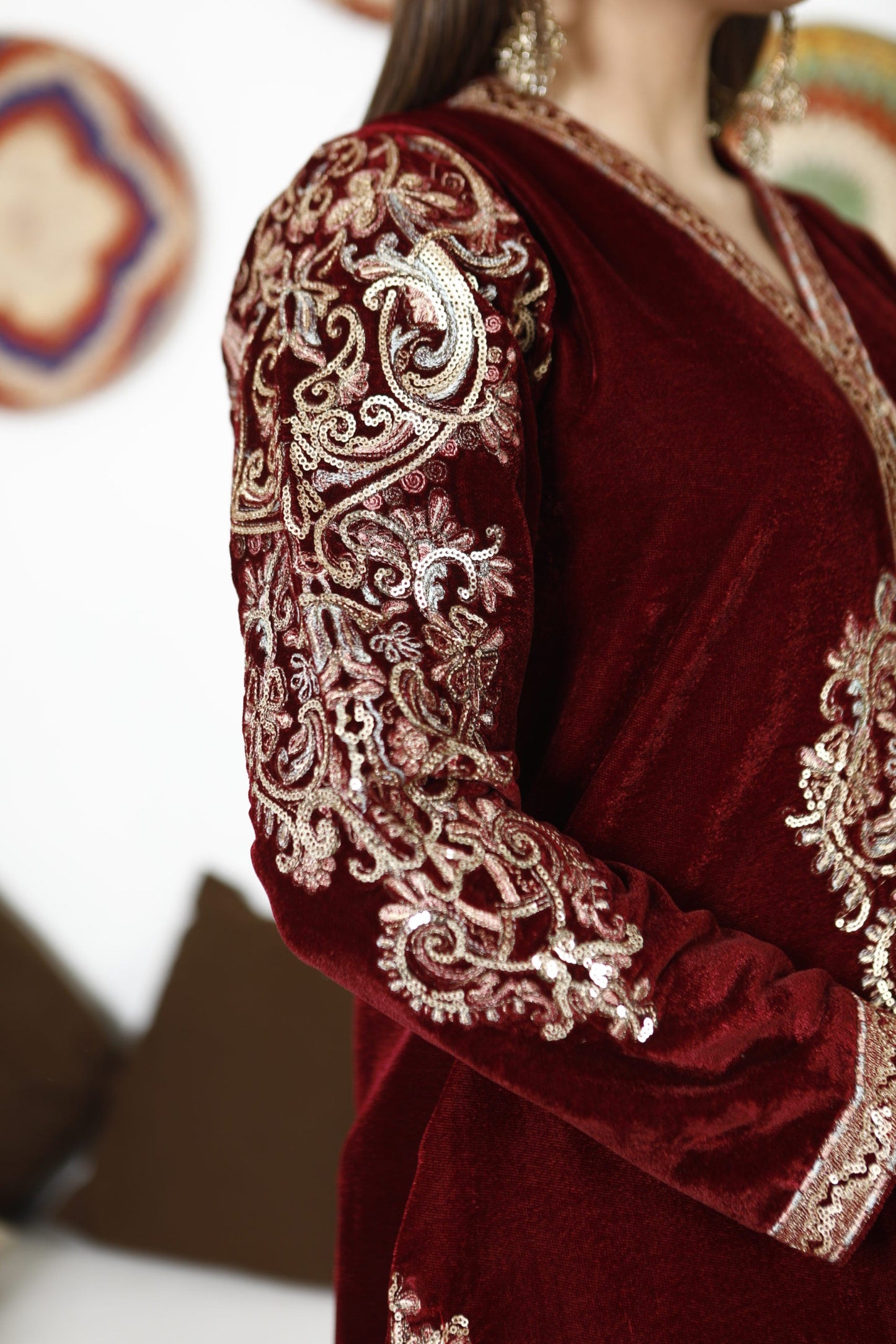 Ellena - 3-PC Stitched Velvet Suit