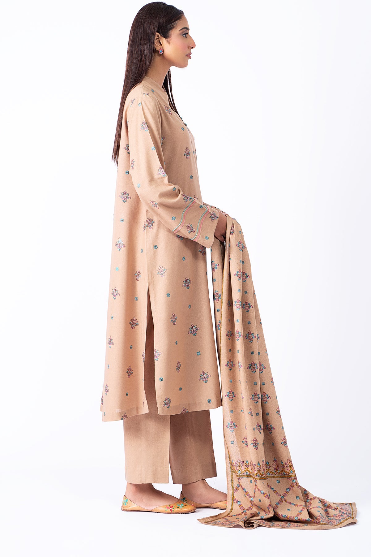 Kayseria - 3 Piece Lawn Karandi Suit