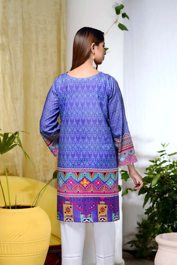 Adan's Libas - Blue Art - Digital Printed Unstitch Lawn Kurti