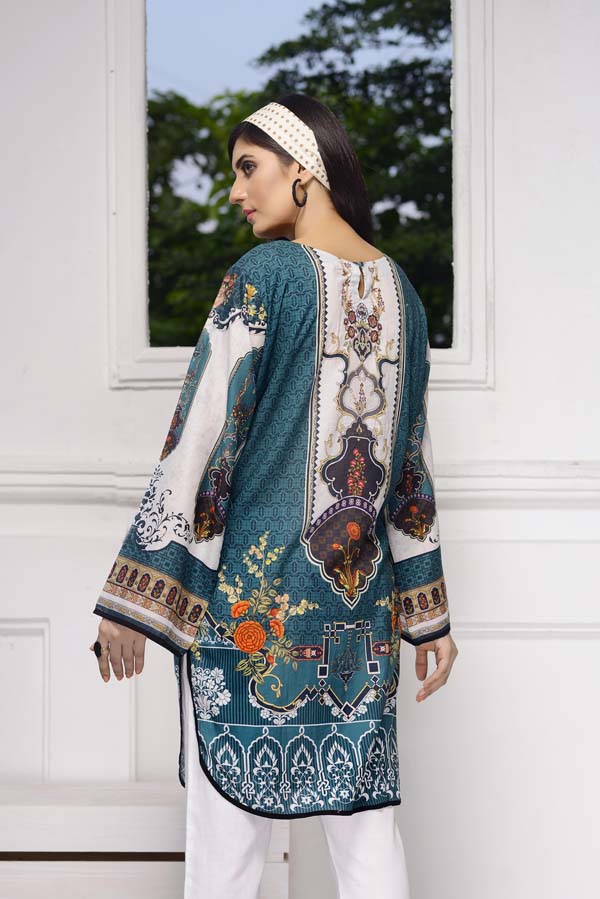 Adan's Libas - Blue Dianne - Digital Embroidered Stitched Lawn Kurti