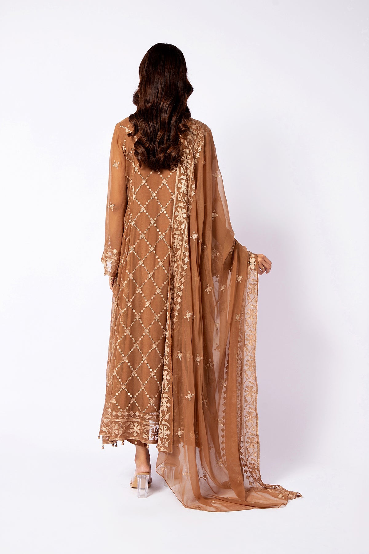 Kayseria - 2 Piece Bamber Chiffon Shirt & Dupatta