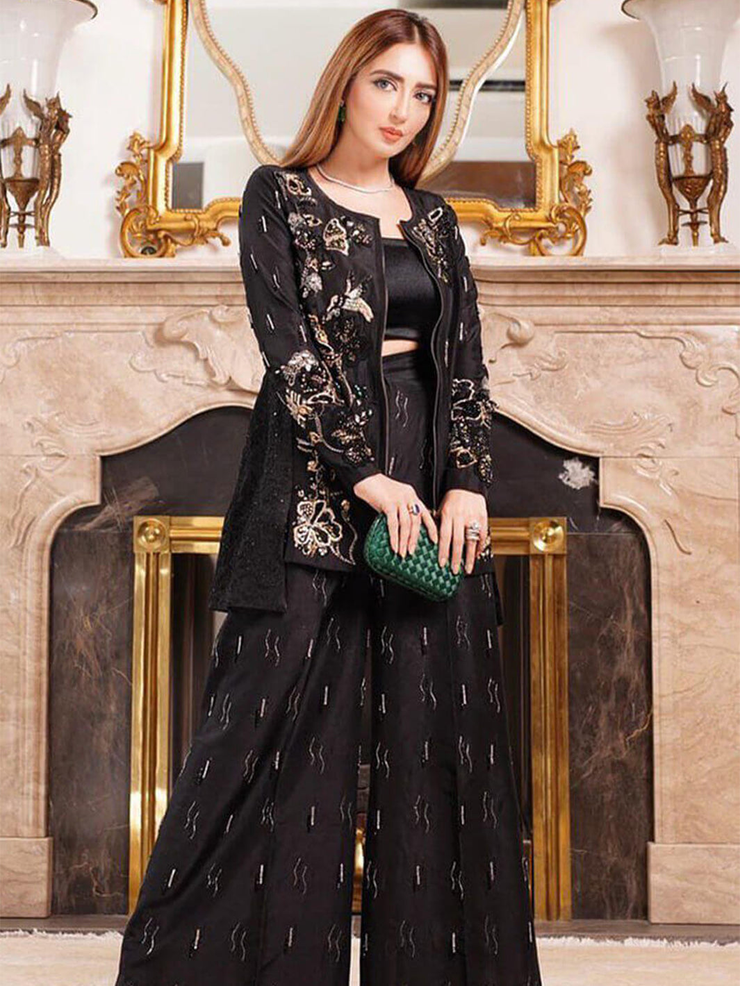 Abeera Usman - Black Rose Jacket