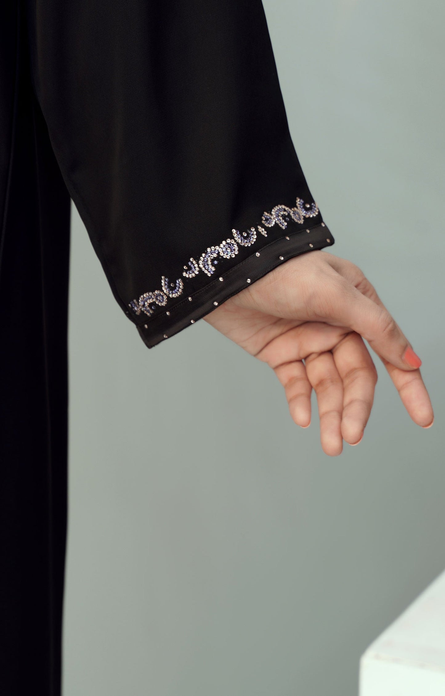 Hareer - MIDNIGHT BLACK SWAROVSKI STONE WORK ABAYA