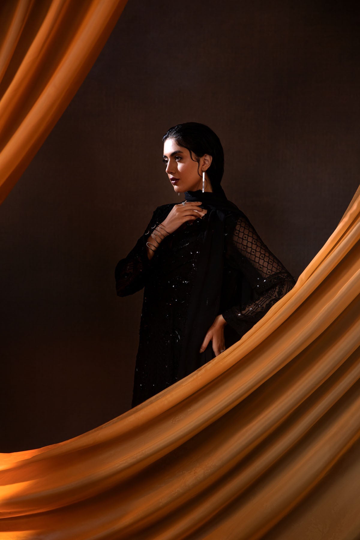 Kayseria - 3 Piece Pk Chiffon Suit