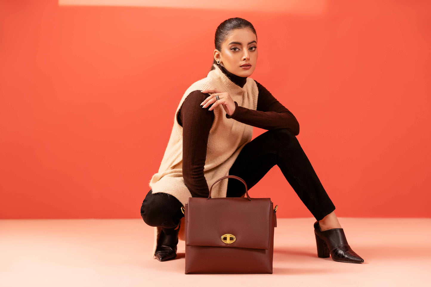 Nishat Linen - Coffee Shoulder Bag-433542117