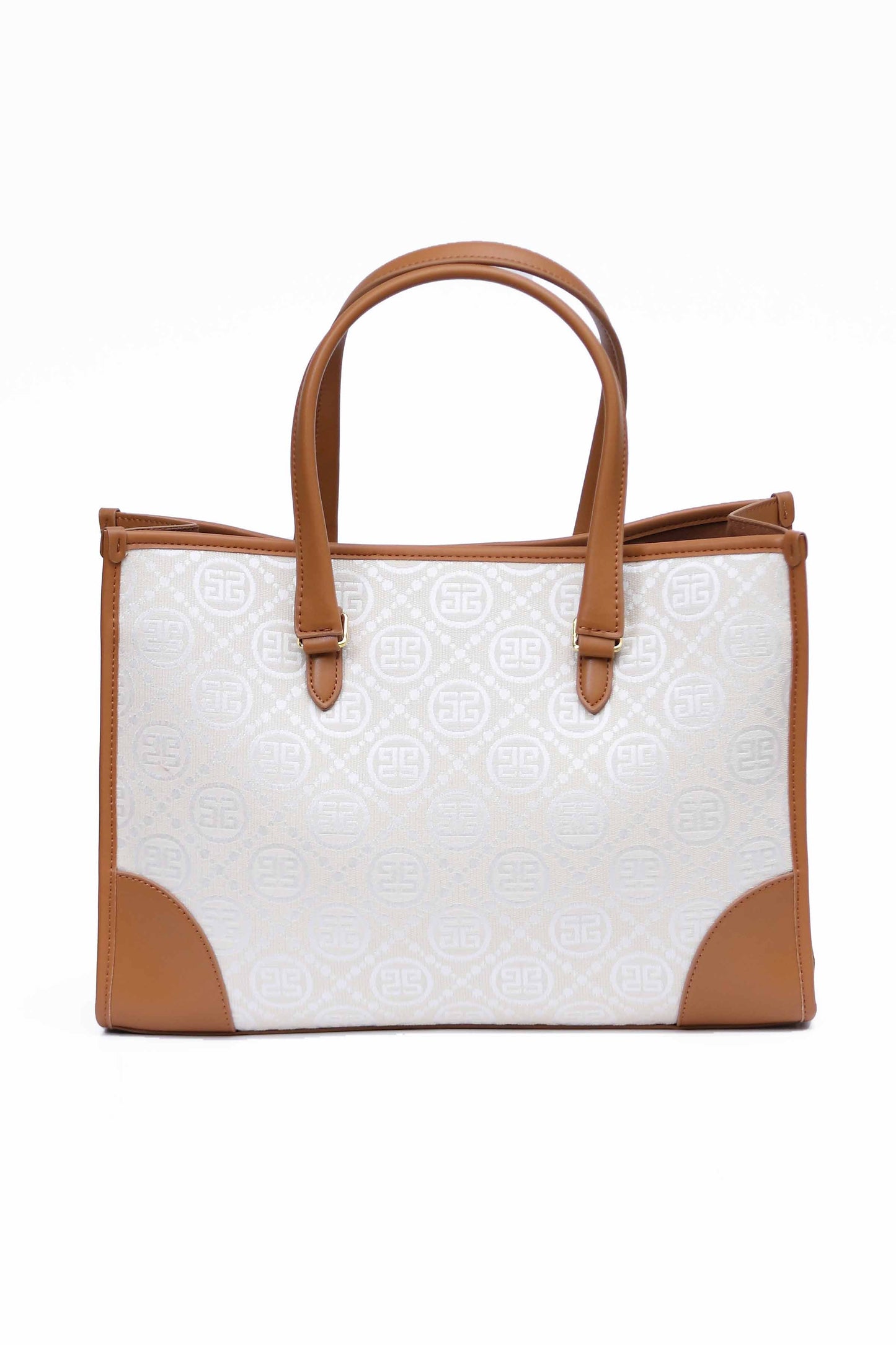 Nishat Linen - White & Brown Hand Bag - 433652112