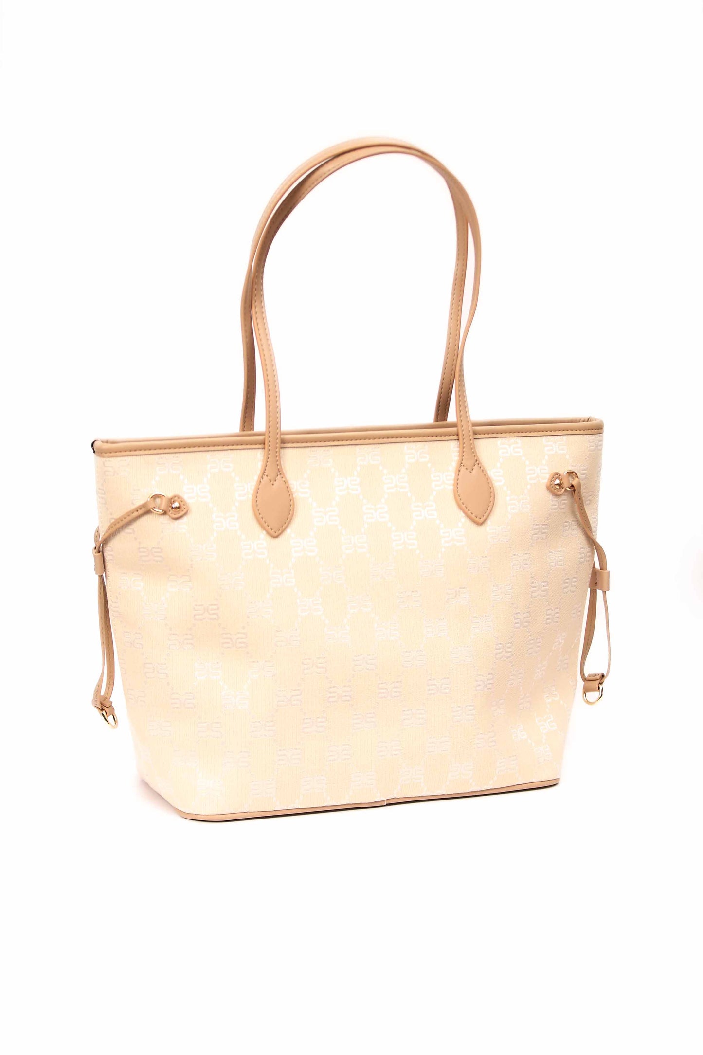 Nishat Linen - White & Light Khaki Hand Bag - 433672112