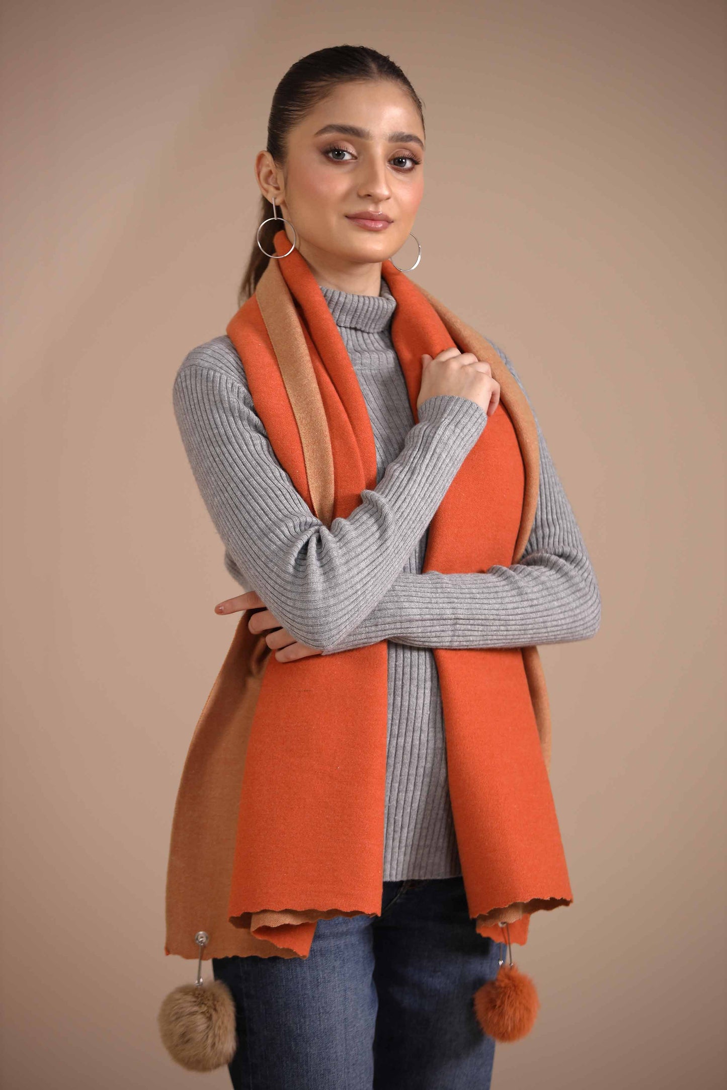 Nishat Linen - Orange Shawl-434762106