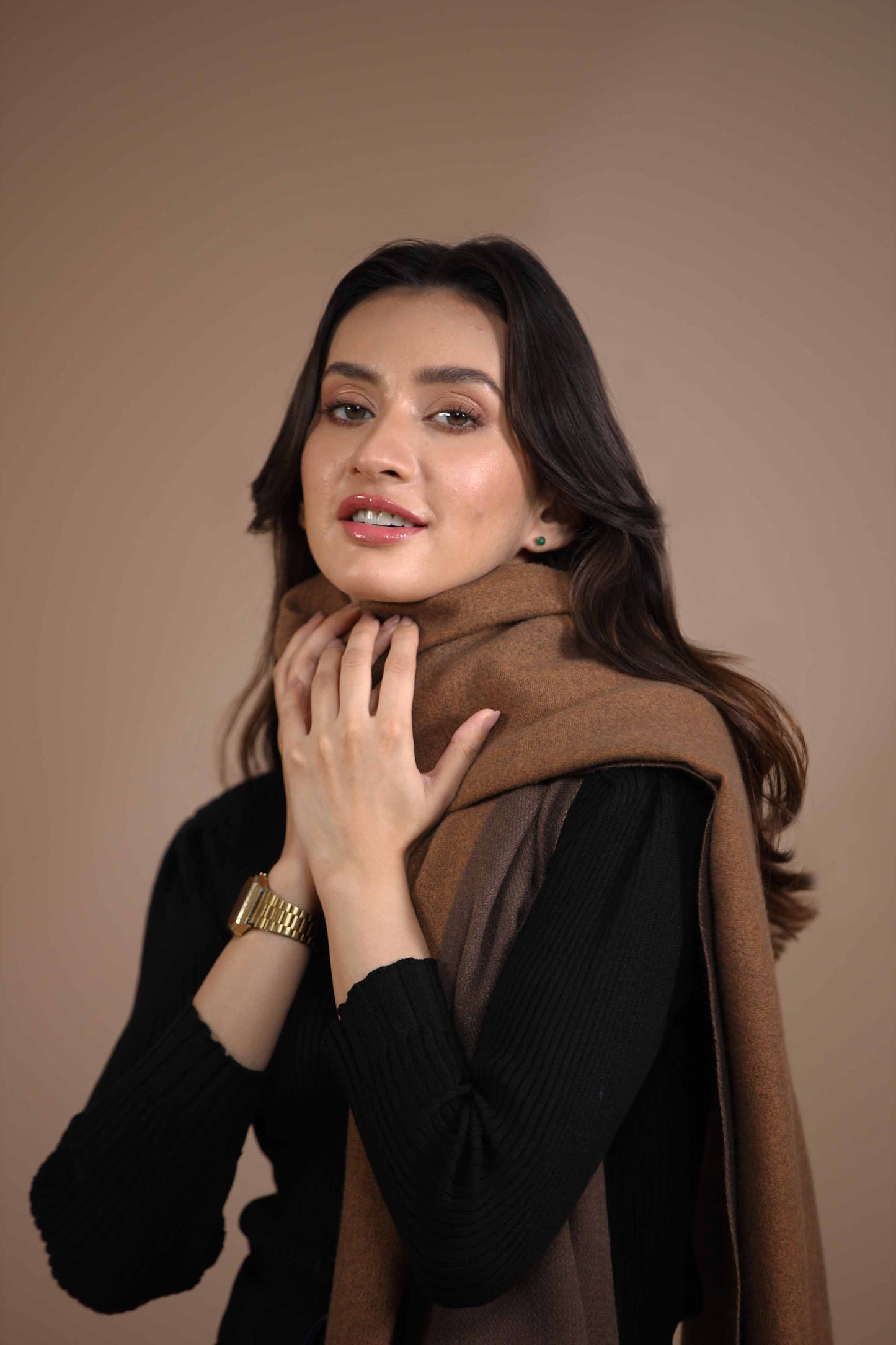 Nishat Linen - Coffee Shawl-434772117