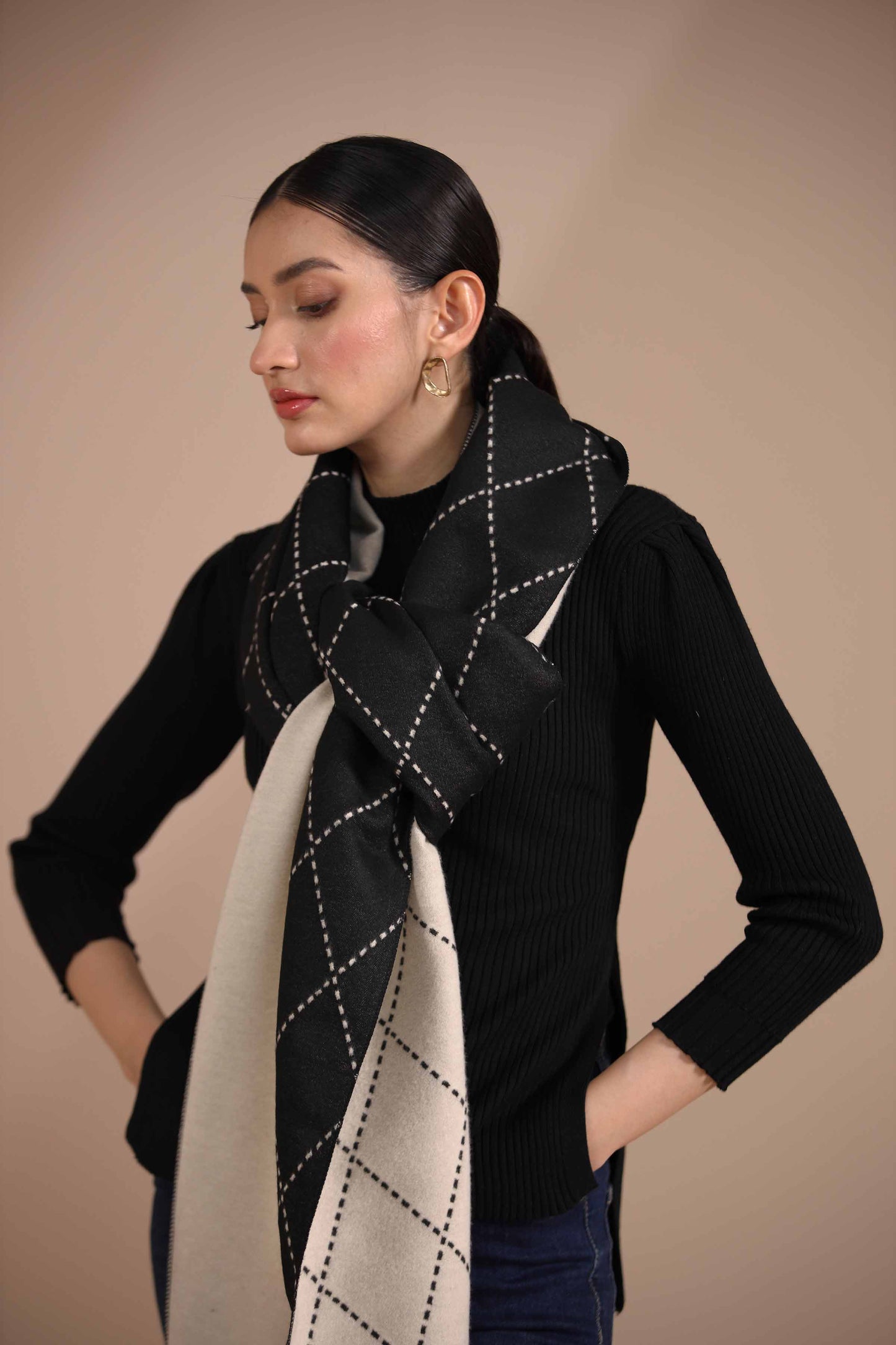 Nishat Linen - Black Shawl-434792103