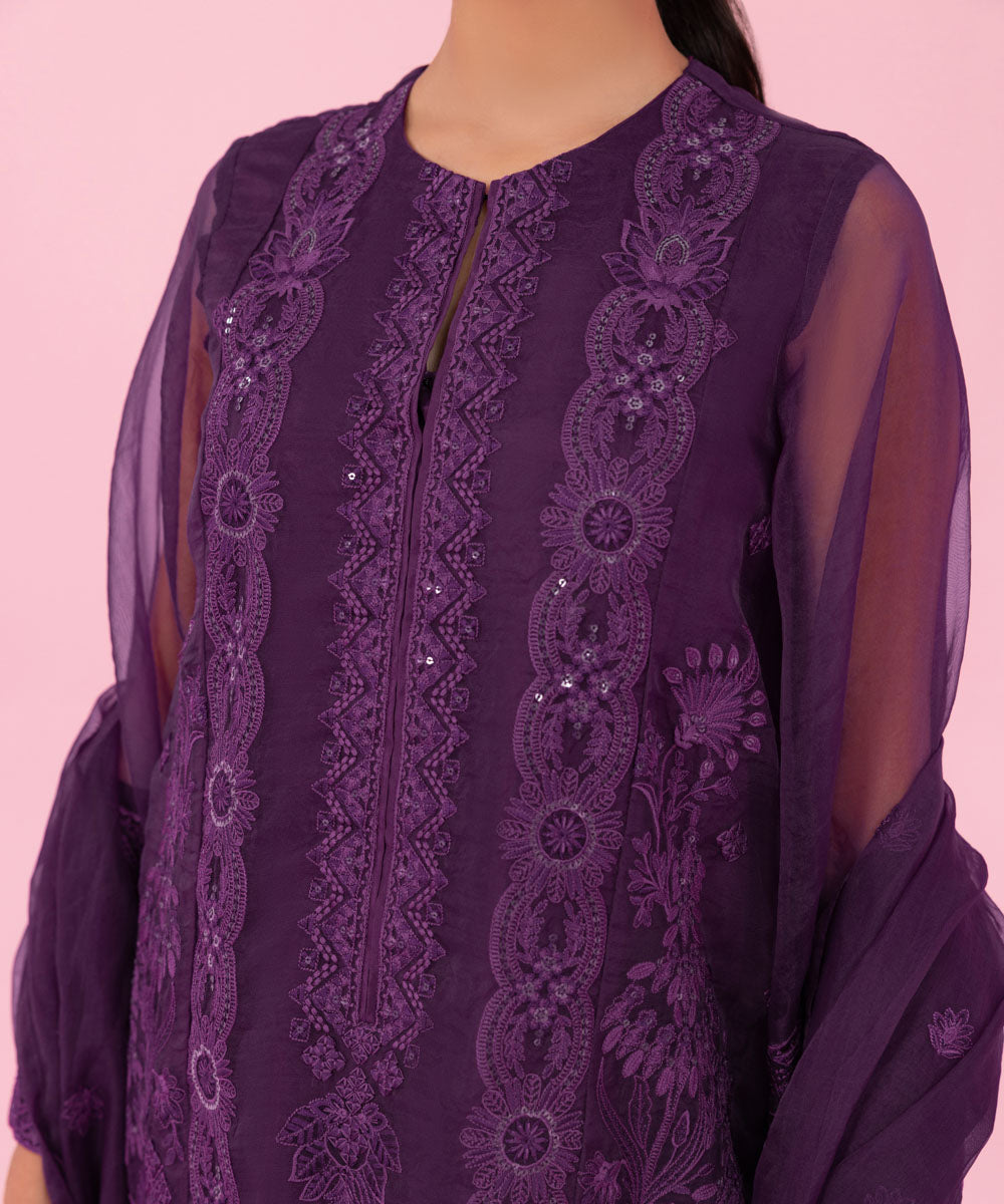 Sapphire - 2 Piece - Embroidered Organza Suit