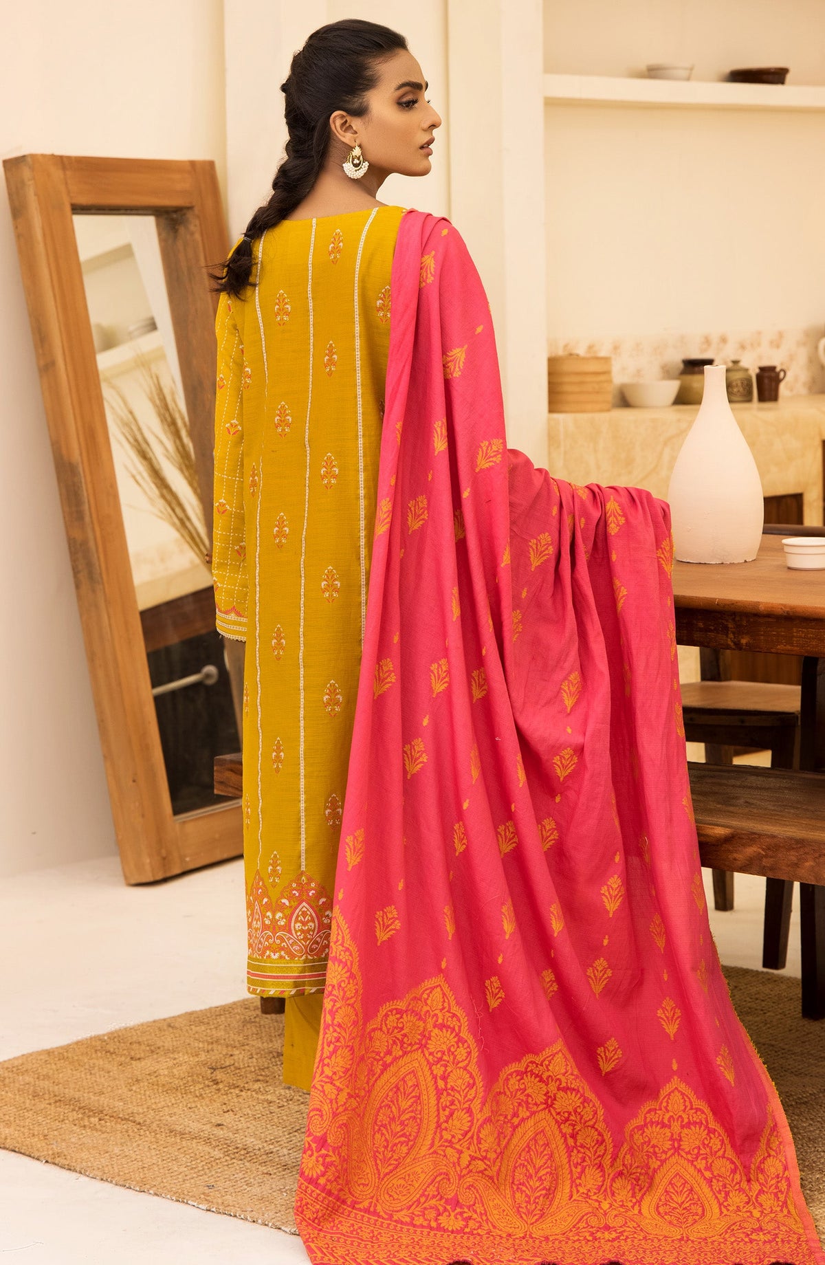 Orient - Unstitched 3 Piece Embroidered Khaddar Shirt, Pant and Jacquard Shawl Dupatta
