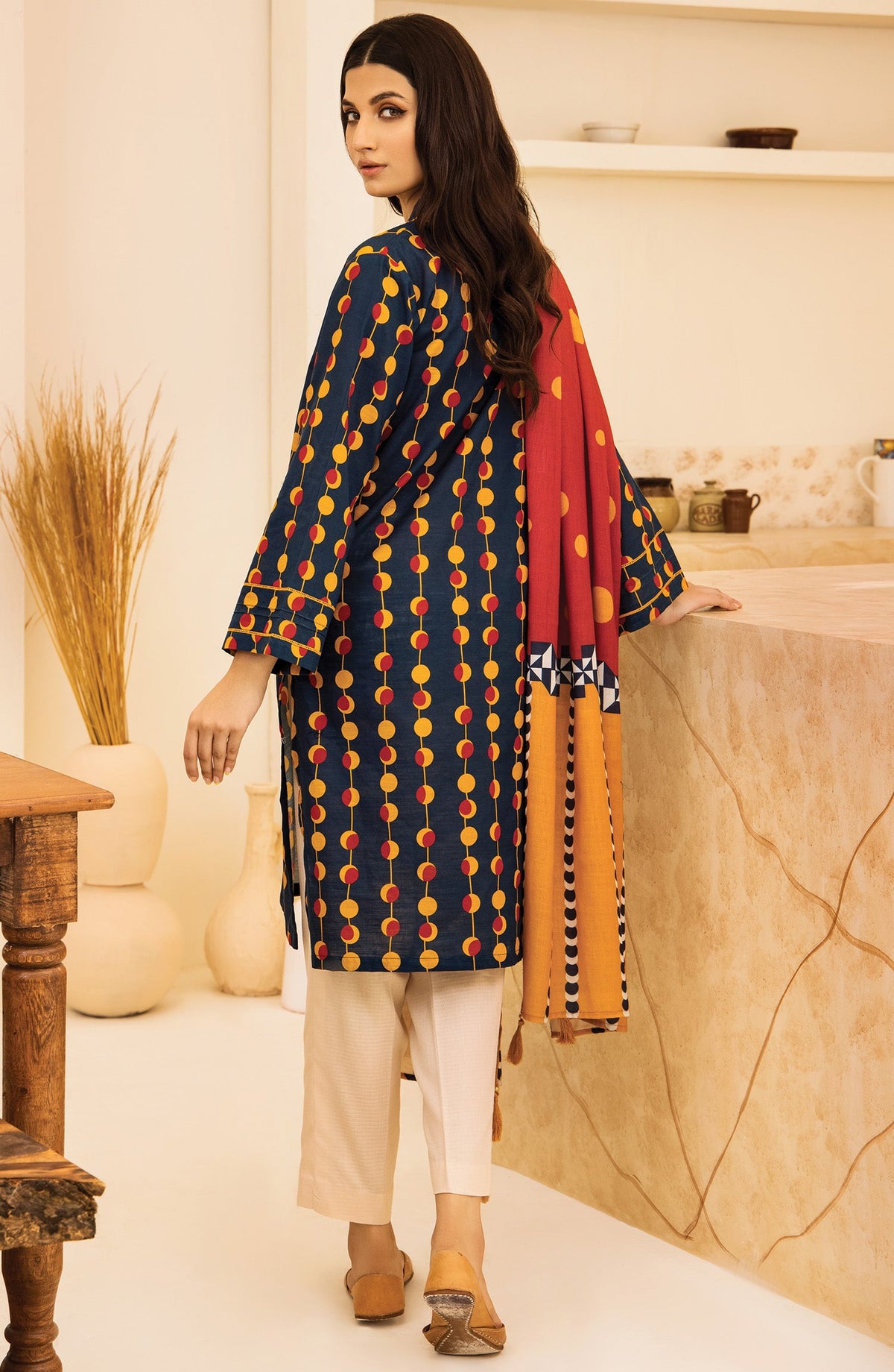 Orient - Unstitched 2 Piece Printed Khaddar Shirt and Shawl Dupatta