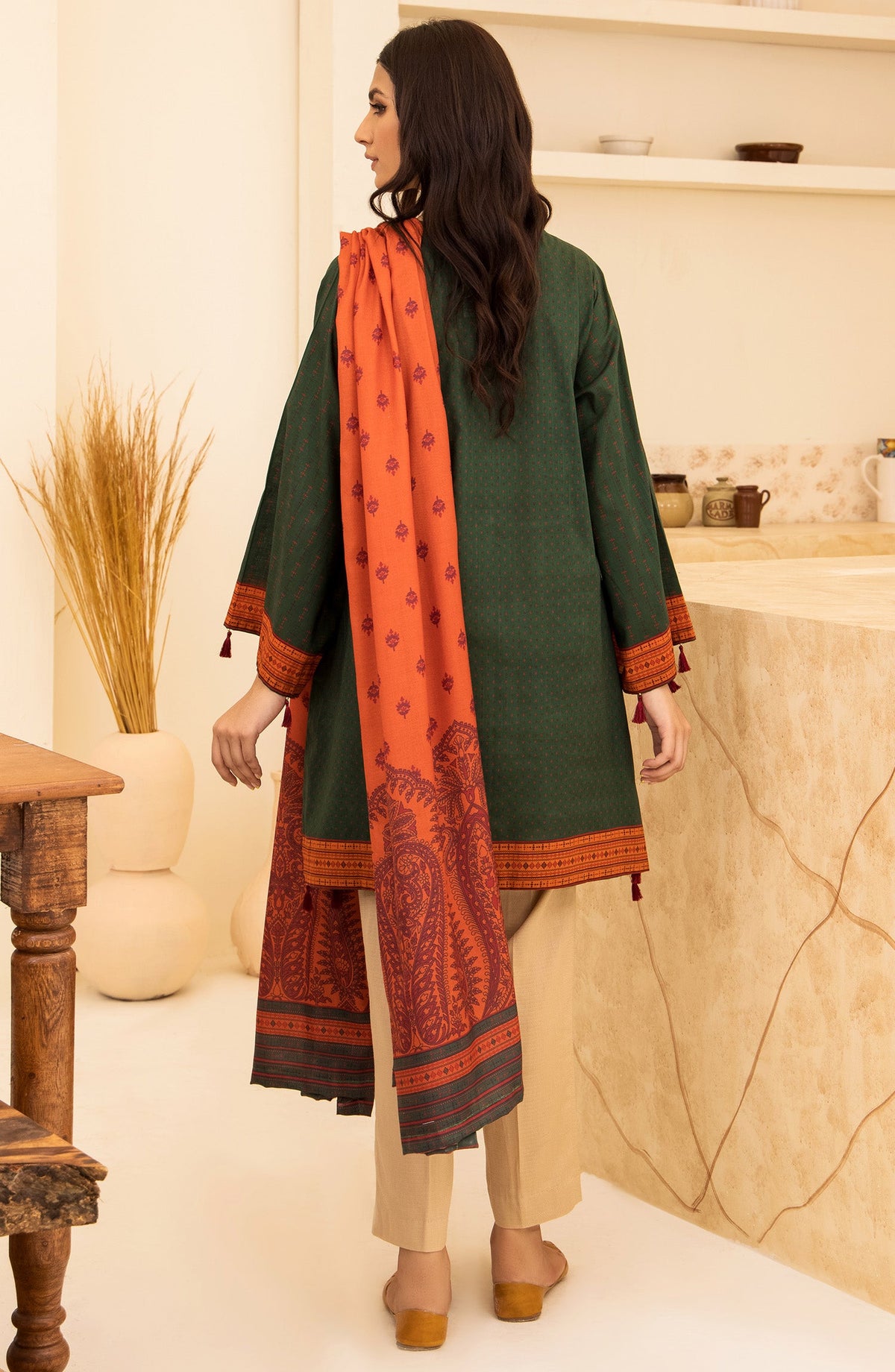 Orient - Unstitched 2 Piece Printed Khaddar Shirt and Acrylic Shawl Dupatta