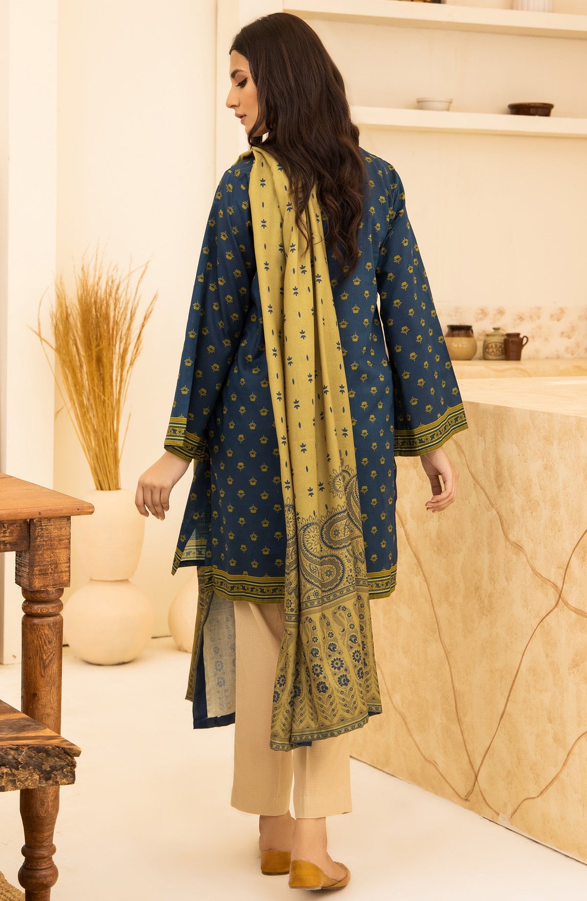 Orient - Unstitched 2 Piece Printed Khaddar Shirt and Acrylic Shawl Dupatta