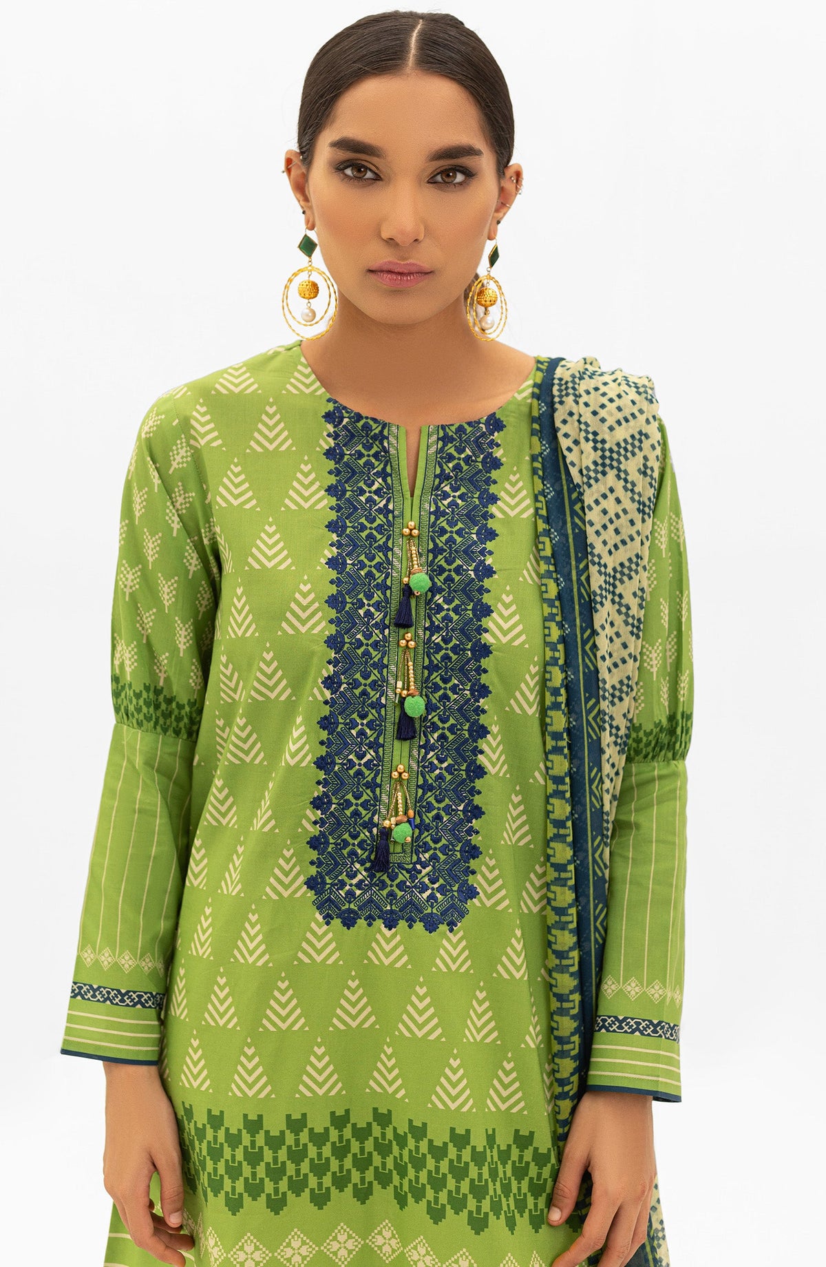 Orient - Unstitched 2 Piece Embroidered Lawn Shirt and Chiffon Dupatta
