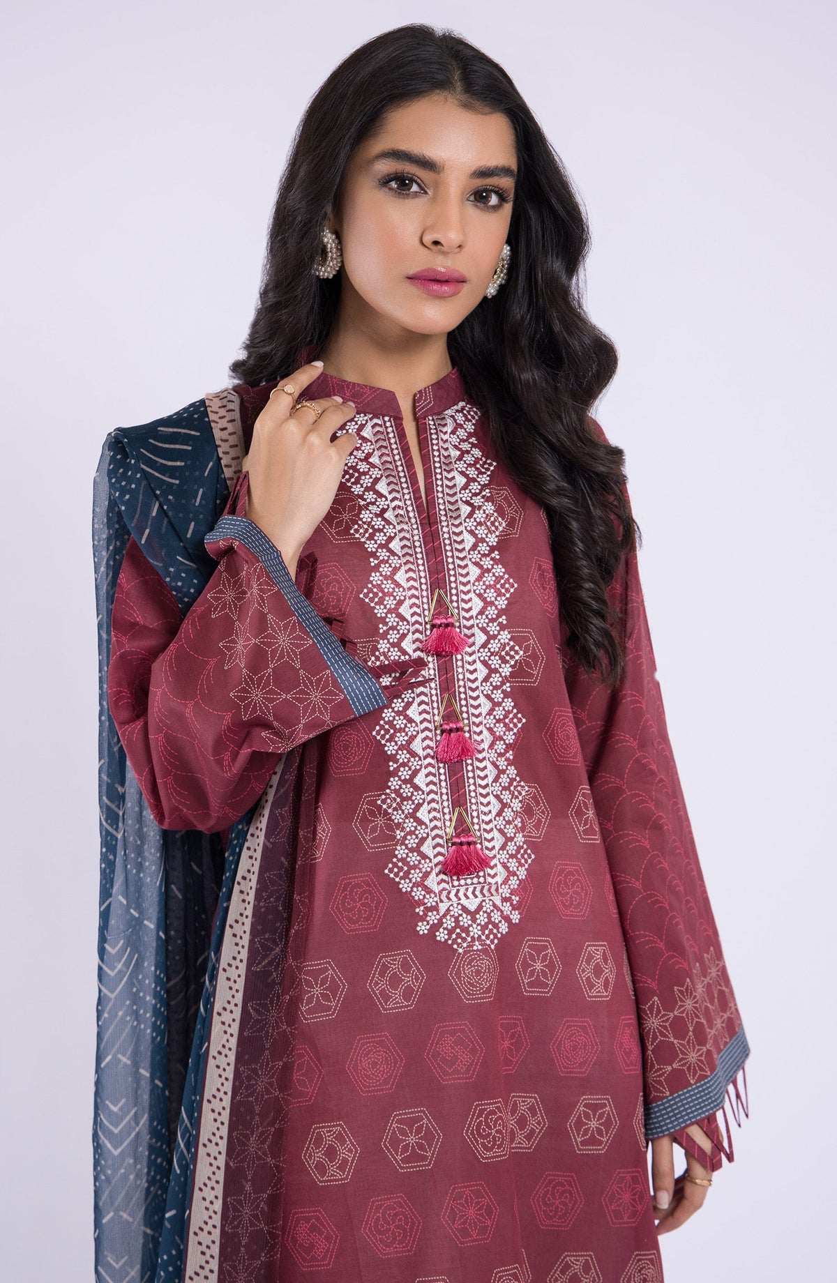Orient - Unstitched 2 Piece Embroidered Lawn Shirt and Chiffon Dupatta