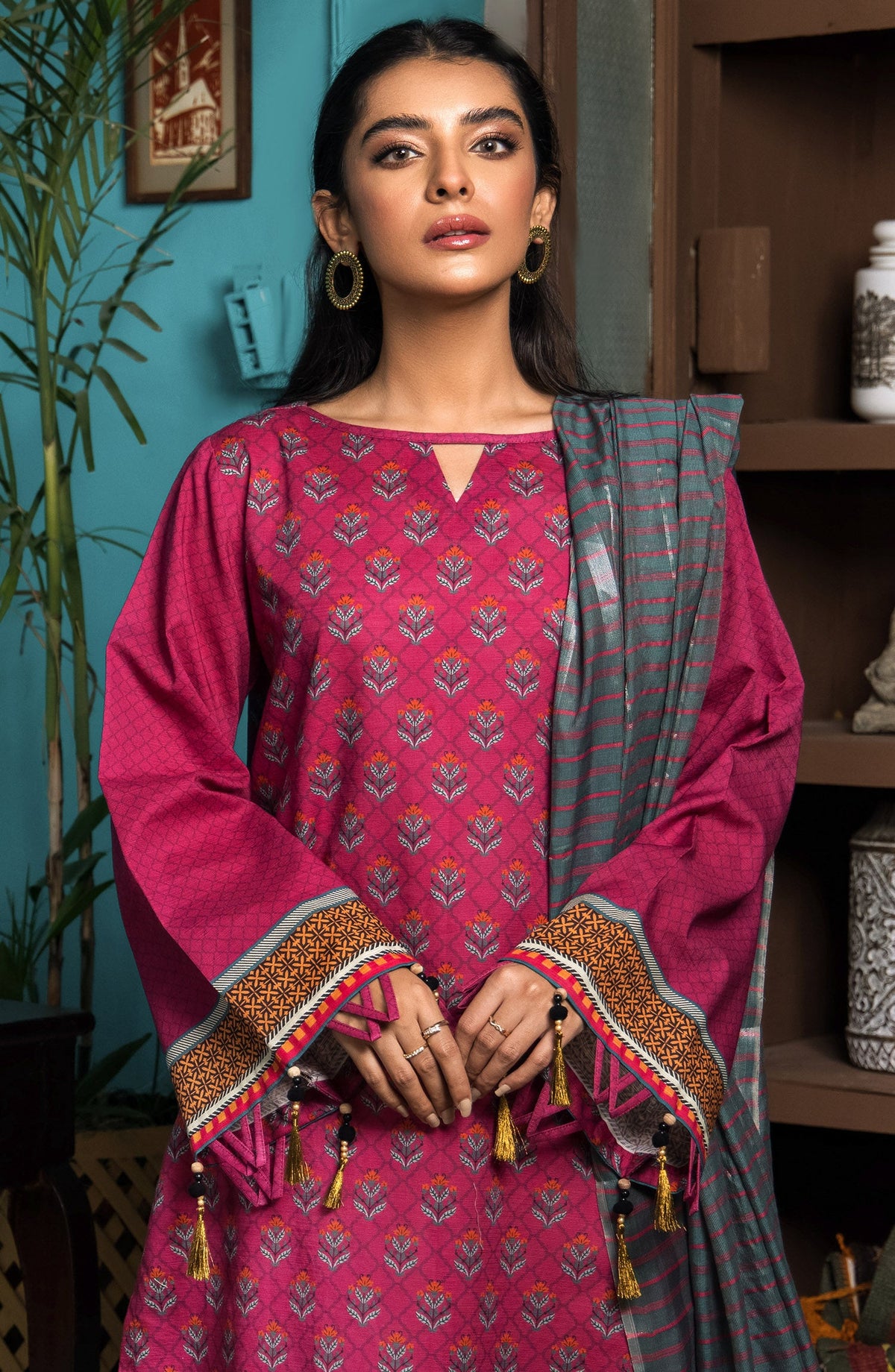 Orient - Unstitched 2 Piece Printed Khaddar Shirt and Yarn Dyed Dupatta