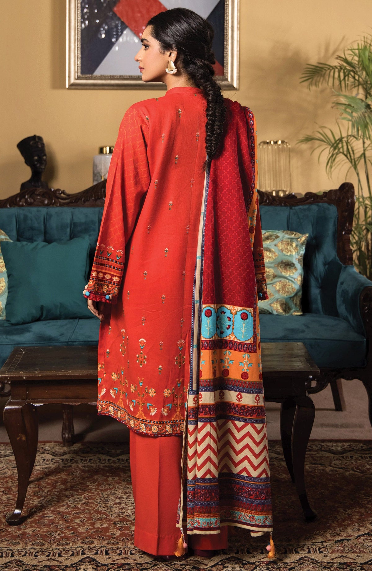Orient - Unstitched 3 Piece Embroidered Cottel Shirt , Cottel Pant and Cottel Dupatta
