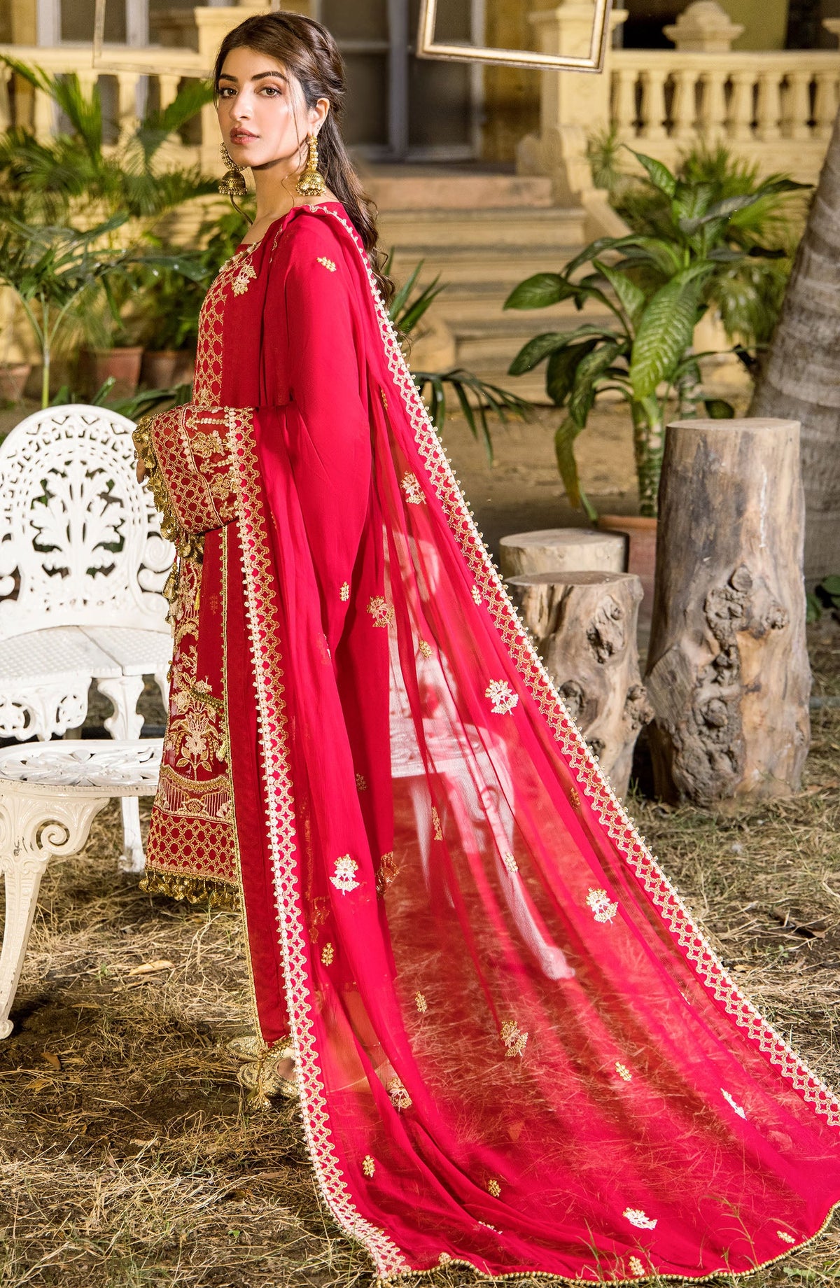 Orient - Unstitched 3 Piece Embroidered Chiffon Shirt , Raw Silk Pant and Chiffon Dupatta