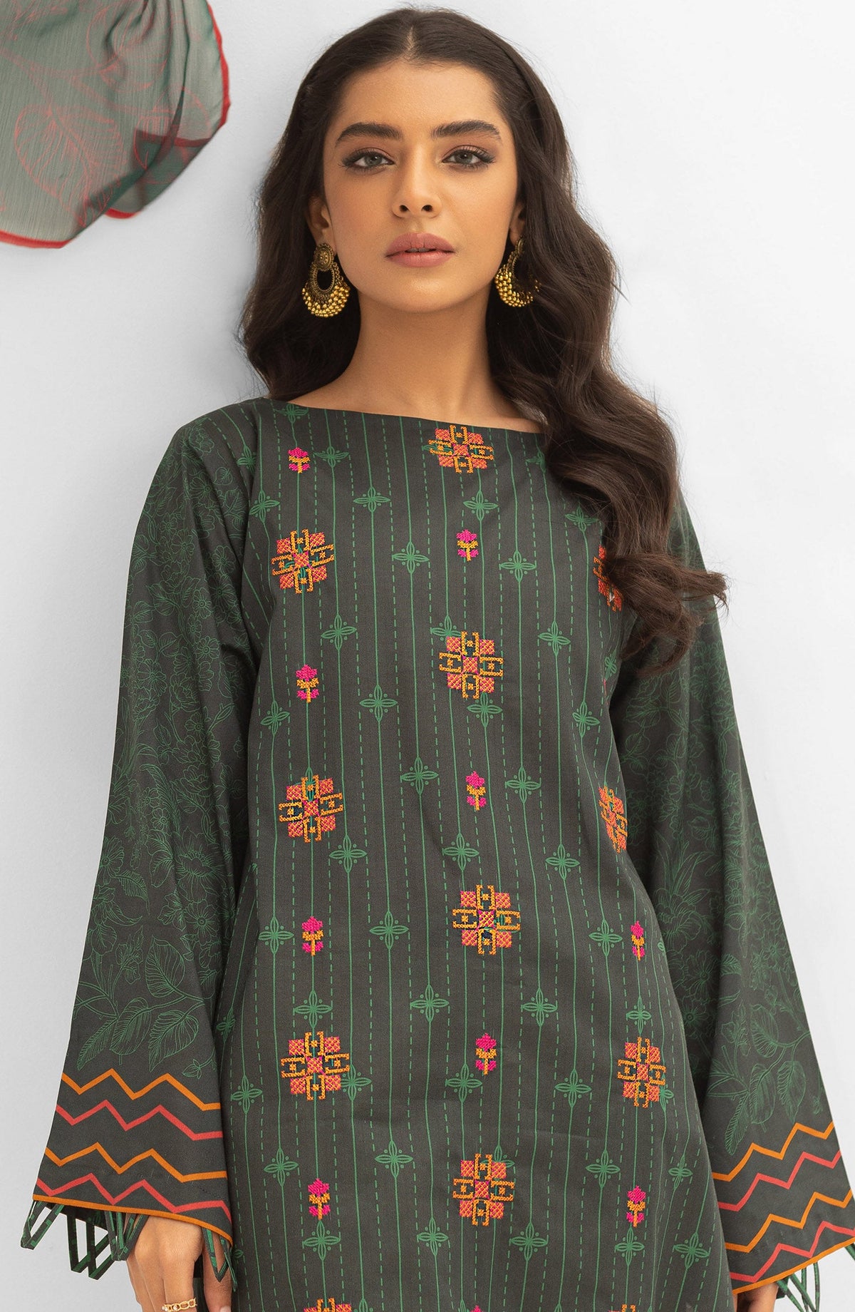 Orient - Unstitched 2 Piece Embroidered Lawn Shirt and Chiffon Dupatta
