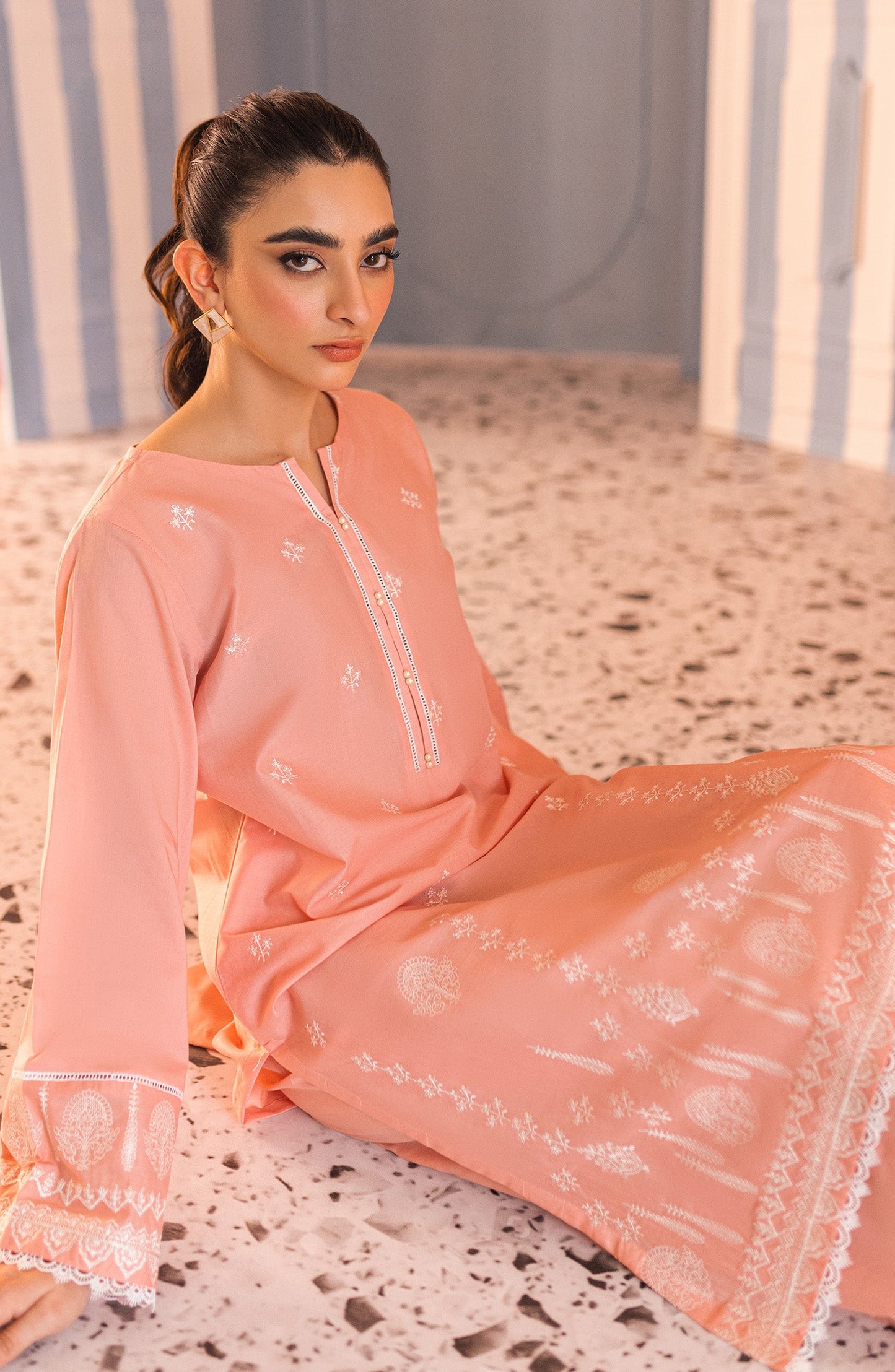 Orient - Stitched 2 Piece Embroidered Cambric Shirt and Cambric Pant