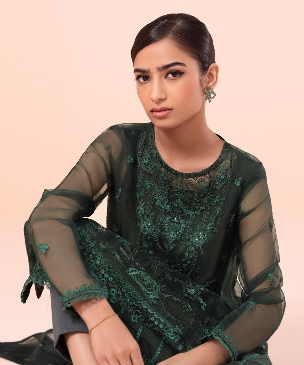 Sapphire - Embroidered Organza Shirt