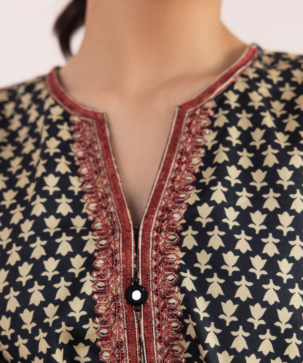 Sapphire - 3 Piece - Embroidered Cotton Satin Suit