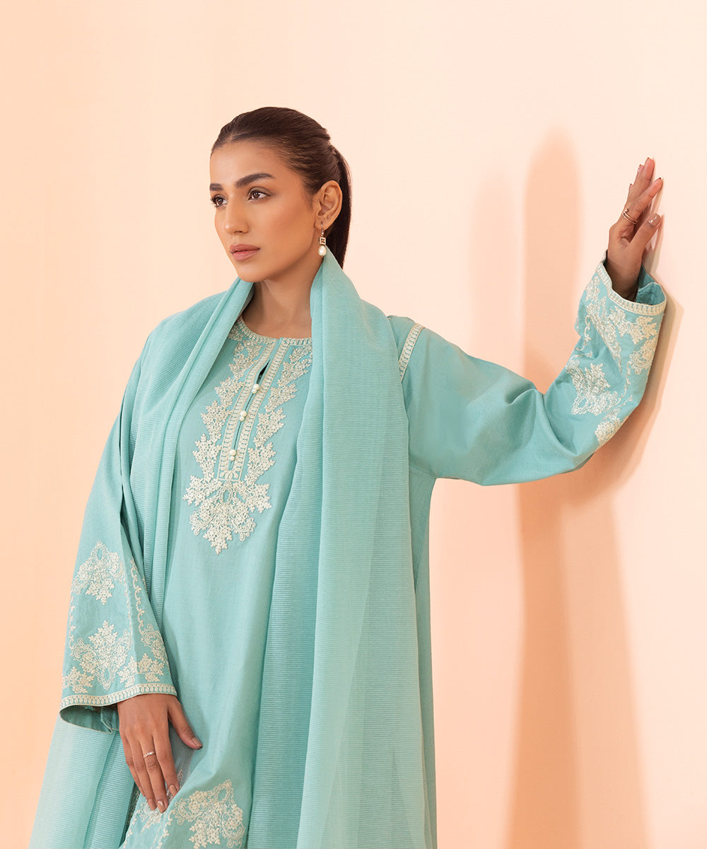 Sapphire - 3 Piece - Embroidered Dobby Suit