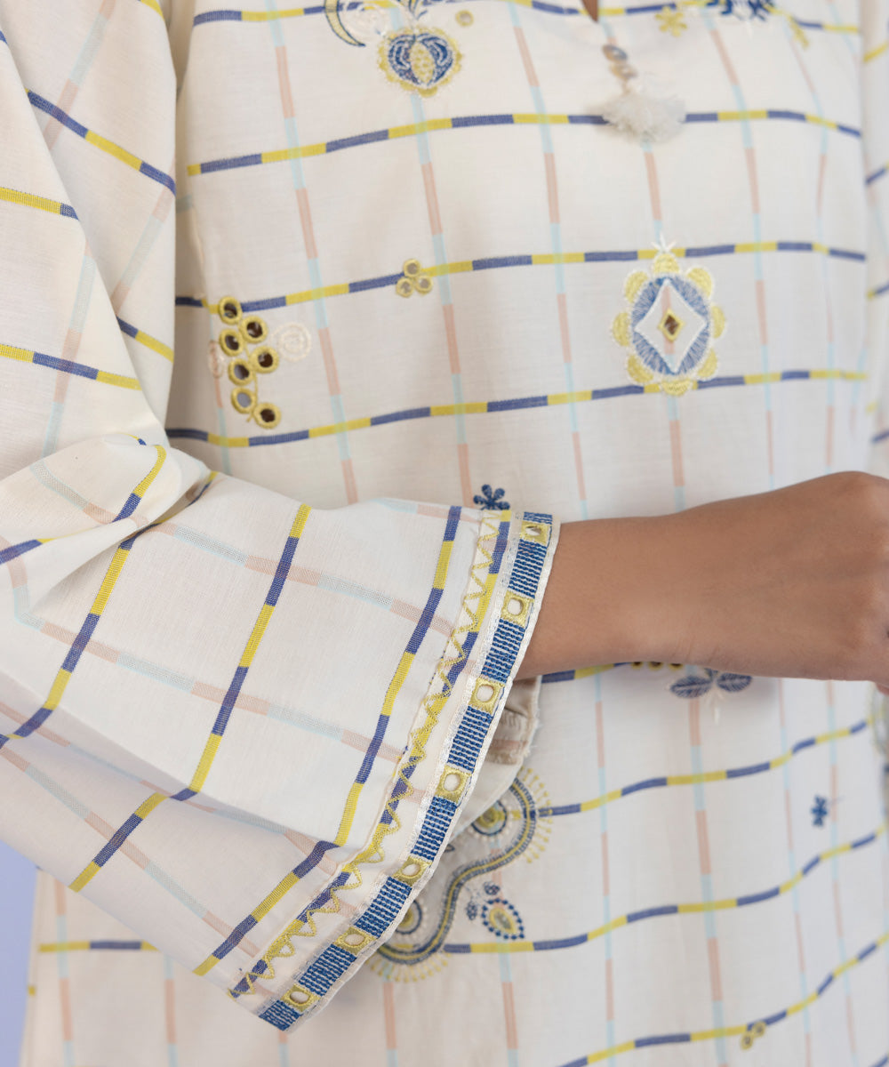 Sapphire - Embroidered Yarn Dyed Shirt