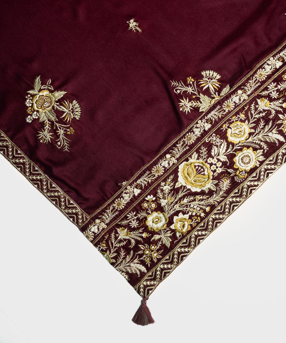 Sapphire - Embroidered Velvet Shawl