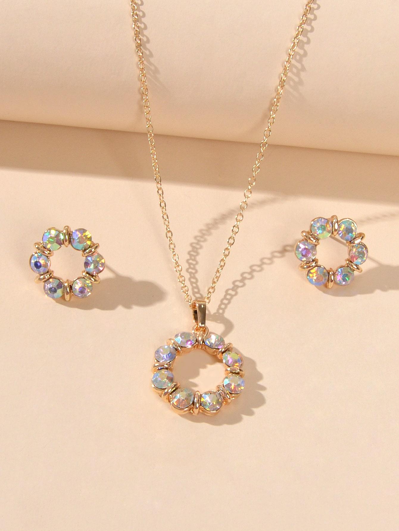 Bustangi - Shein- 3pcs Crystal Decor Jewelry Set