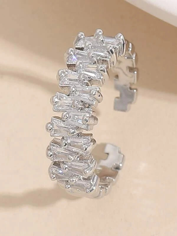 Bustangi - Shein - Cubic Zirconia Decor Cuff Ring