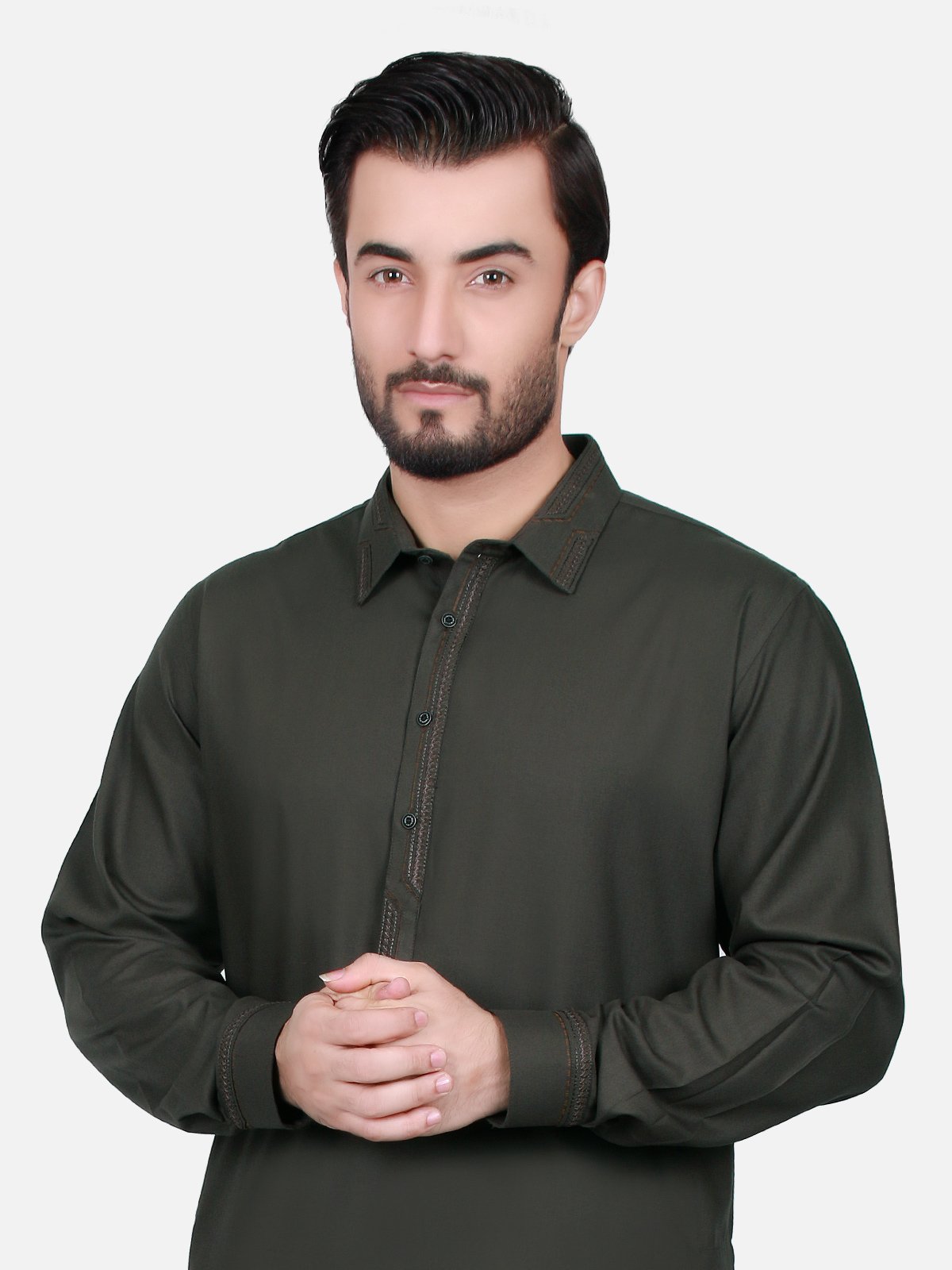 Edenrobe - Men's Green Kurta Shalwar - EMTKS17W-40551