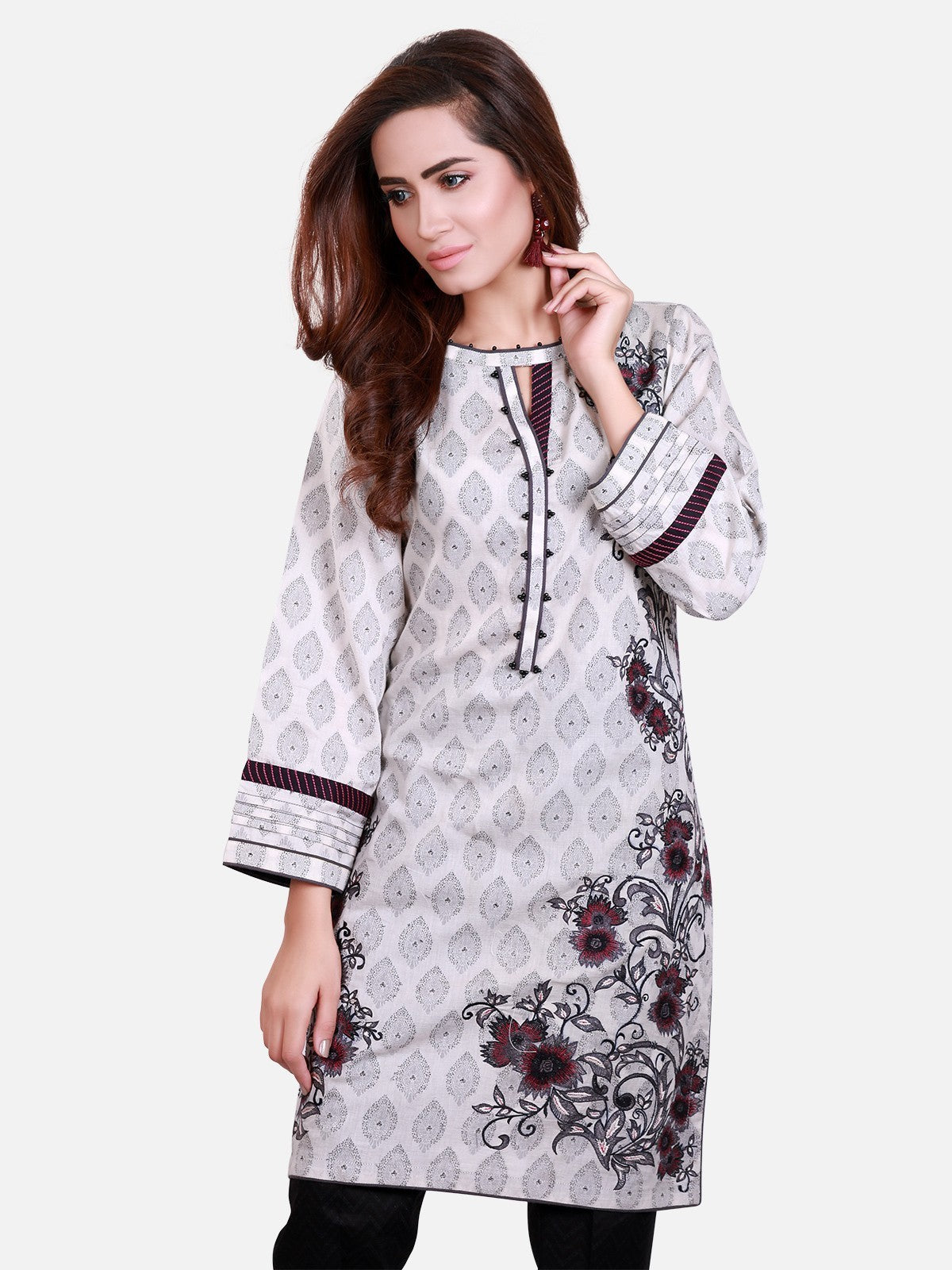 Edenrobe - Pret 1Pc Embroidered Jacquard Shirt - ELTKE17-66135