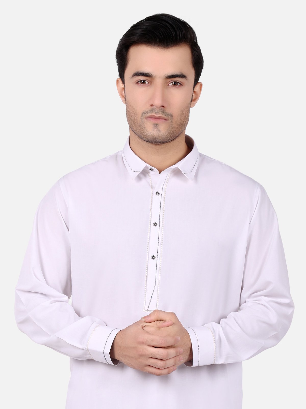 Edenrobe - Men's White Kurta Shalwar - EMTKS18S-40638