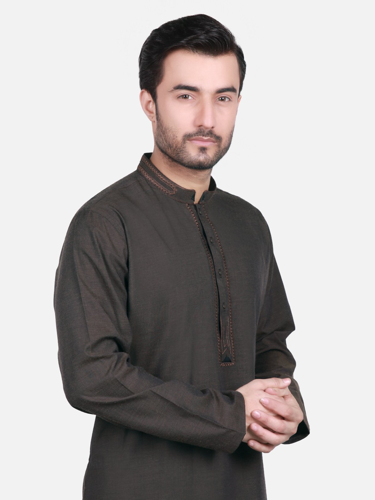 Edenrobe - Men's Brown Kurta Shalwar - EMTKS18W-40688