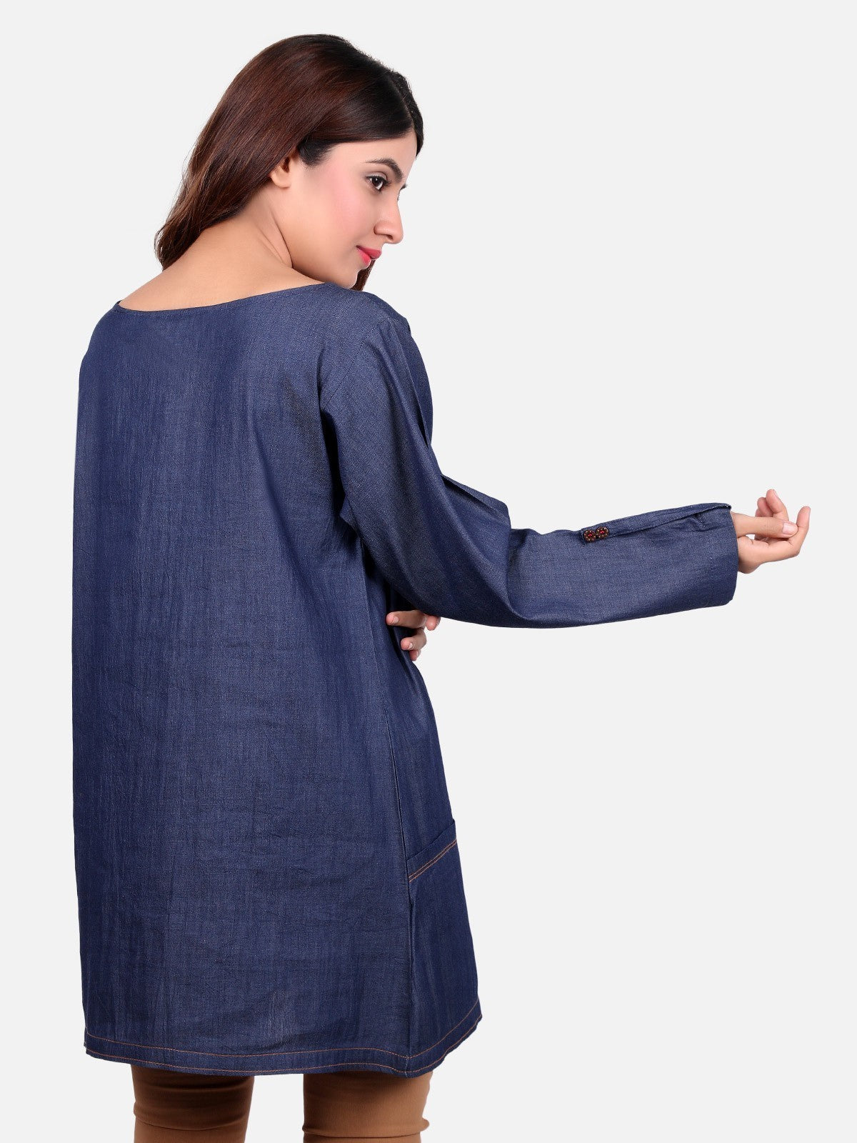 Edenrobe - Pret 1Pc Printed Denim Shirt - ELTK18-66552