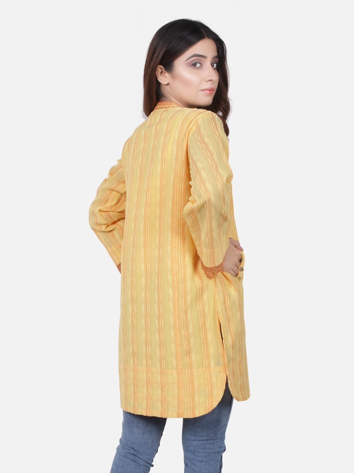Edenrobe - Pret 1Pc Printed Yellow Shirt - ELTK18-66709