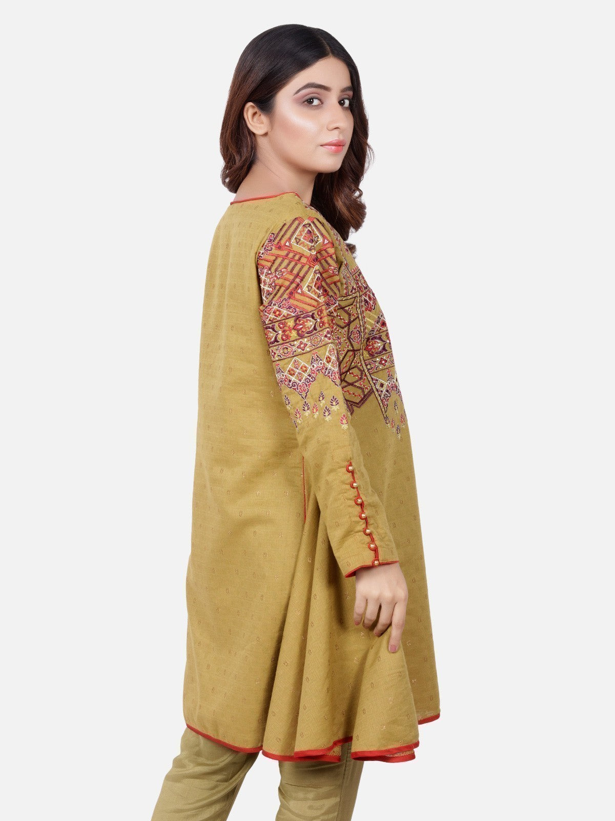 Edenrobe - Pret 2Pc Embroidered Green Shirt Trouser - ELTKE18-66363 (2-Pcs)