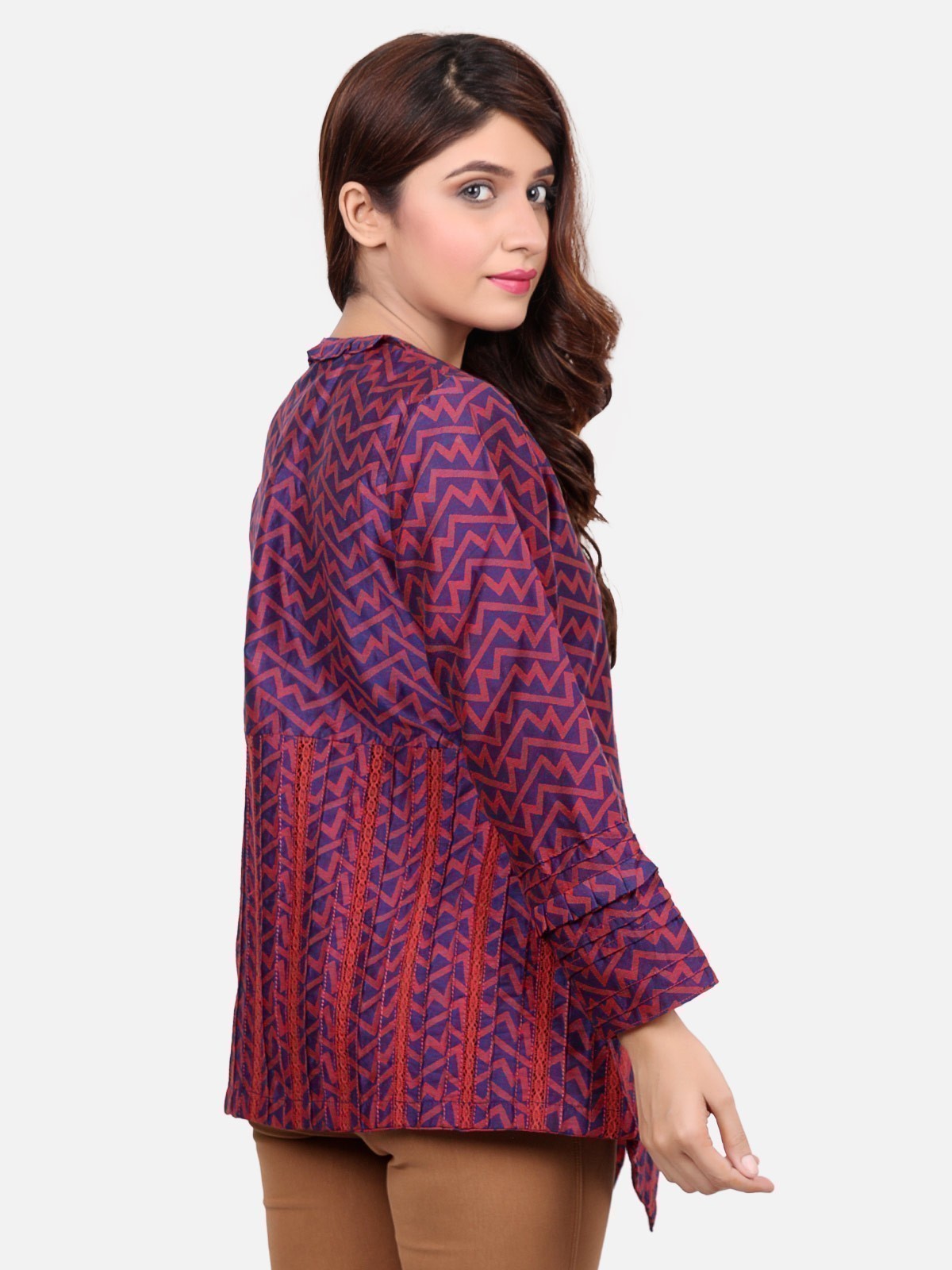 Edenrobe - Women's Maroon Western Top - ELTW18-66479