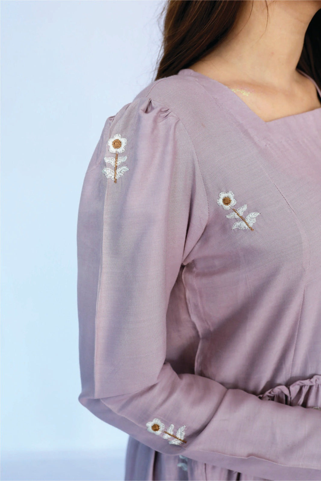 Bareeq Outfits - Wisteria Embroidered Dress In Linen